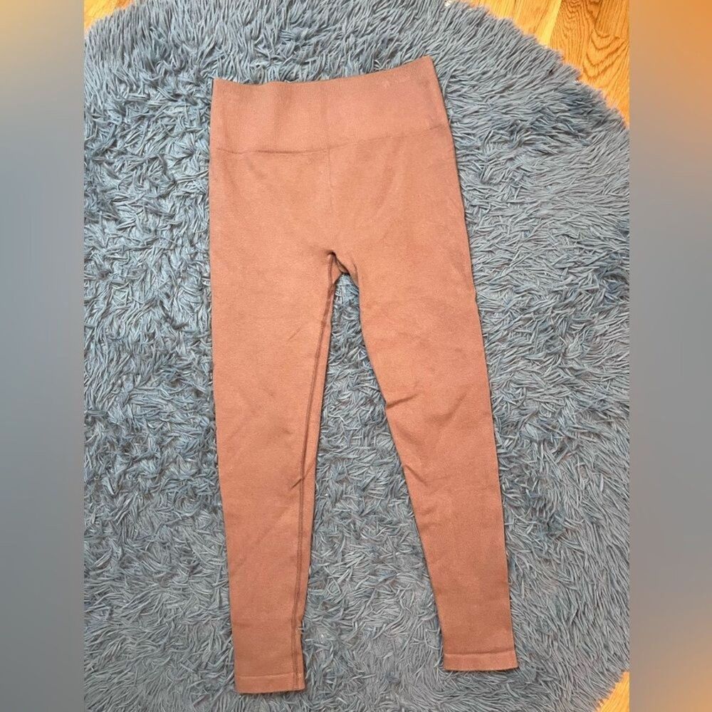 Everlane Tan The Seamless Ribbed High Rise Leggings Size M L